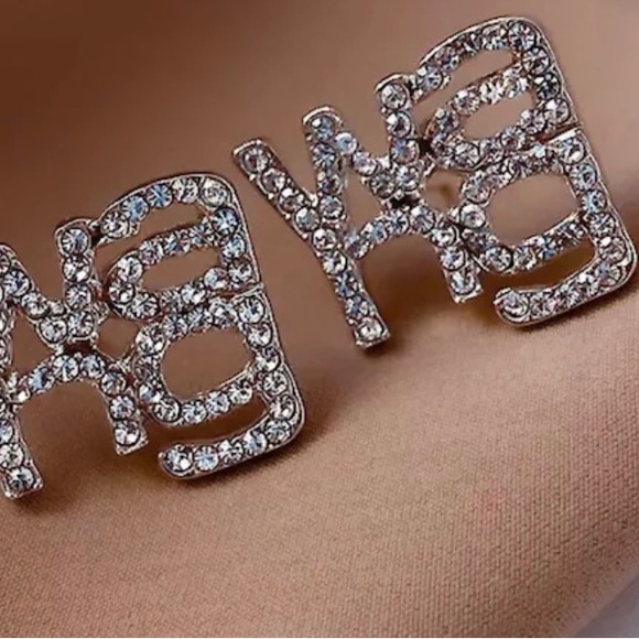 Brand new silver WANG Crystal stud earrings - Picture 5 of 5